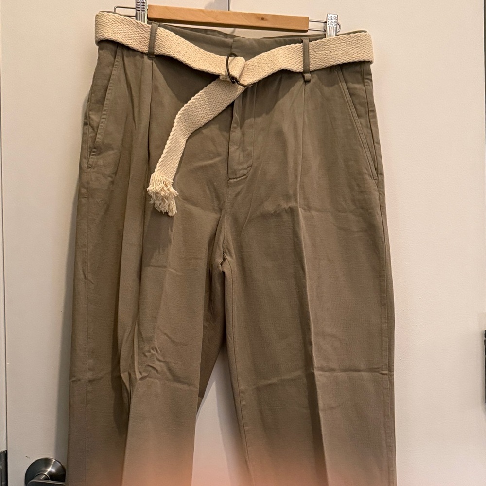 Zara Men's Khaki Chinos with Woven Belt